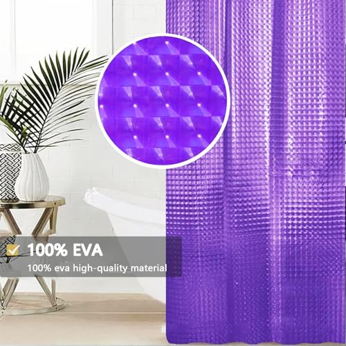 Shower Curtain Liner, Waterproof EVA 3D Shower Curtains with Duty Heavy Bottom Magnets and Rust Proof Grommets, Weighted Shower Liner for Shower Stall, Bathtubs - color: Purple Square, size: 72"W x 72"L (Pack of 1)