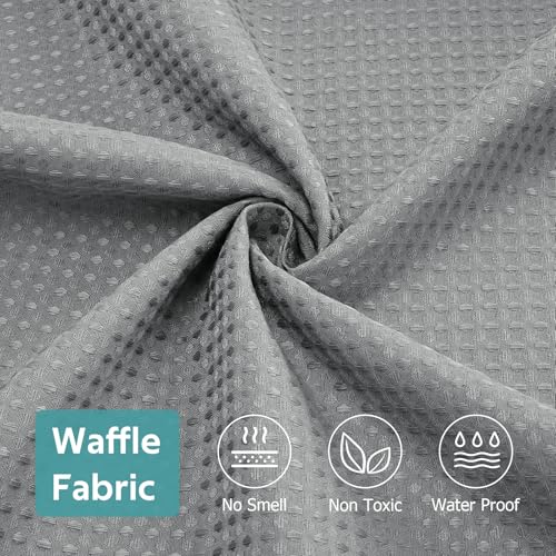 3 in 1 Shower Curtain Set, Waffle Shower Curtain and Liner Set with 12 Double Sided Shower Curtain Hooks, 258GSM Luxury Weighted Cloth Shower Curtains for Bathroom, 72 W x 72 H, Grey - color: Grey, size: 72"W x 72"L (Pack of 1)