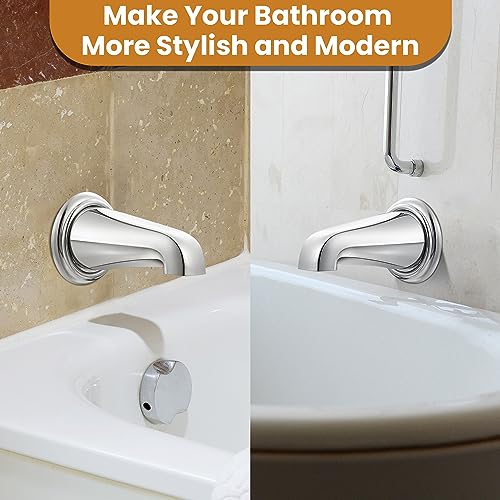 Dreyoo Tub Spout, Tub Faucet for Bathtub (Chrome,Without Diverter) | Bathroom Bathtub Faucet with Adapters, Hex Wrench, Universal Faucet for Bathtub Fits 1/2" Copper Pipe, 1/2" IPS and 3/5" IPS - color: Chrome, style: Without Diverter