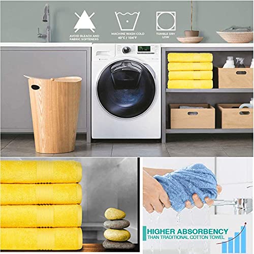 Lchkrep Bathroom Hand Towels (14x30 inch), Home Soft Cotton Super Soft Highly Absorbent Hand Towel for Bath, Hand, Face, Gym and Spa,(Yellow 2 Pack) - color: Yellow-2pack