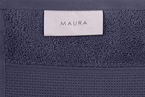 MAURA Indigo Blue Hand Towels for Bathroom. Luxury Turkish Cotton Bath Hand Towels Set of 6. Ultra-Soft, Thick & Plush - Denim Blue - color: Denim Blue, size: Hand Towel (6-Pack)
