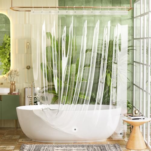 Bathway Shower Curtain Liner, Clear Shower Curtain Liner 72x 80 PEVA Waterproof Shower Curtain Liner Plastic with 3 Magnets and 12 Rustproof Metal Grommets, Lightweight Long Shower Liner for Bathroom - color: 1a-clear, size: 72"W x 80"L (Pack of 1)