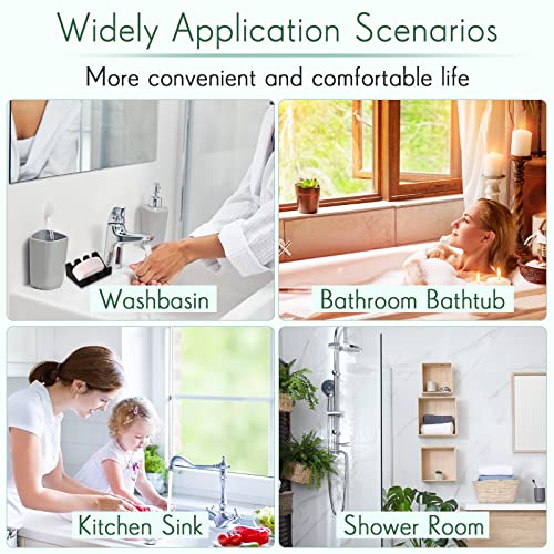 2 Pieces Silicone Soap Dish Self Draining Soap Dish Shower Waterfall Bar Soap Holder Tray with Drain Soap Saver for Kitchen Bathroom Accessories (Black) - color: Black