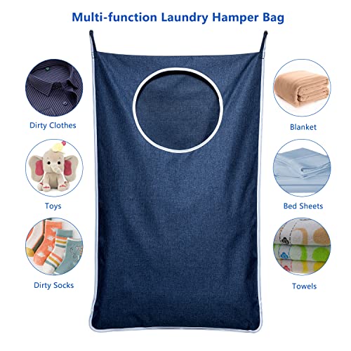 KEEPJOY XL Hanging Laundry Hamper Bag, Large 36"x22" Clothes Hanging Hamper with Strong Hooks for Dirty Clothes Laundry Storage Bag (Blue,1-Pack) - color: Blue