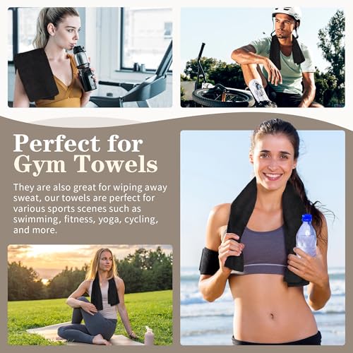 FIXSMITH Salon Towels 12 Pack, Black Hand Towels for Bathroom, Quick Dry Gym Towels, Spa Face Towel, Absorbent Microfiber Towels for Salon, Barber, Gym, Bath, Pedicure and Home Hair Care,16 x 27 in - color: Black