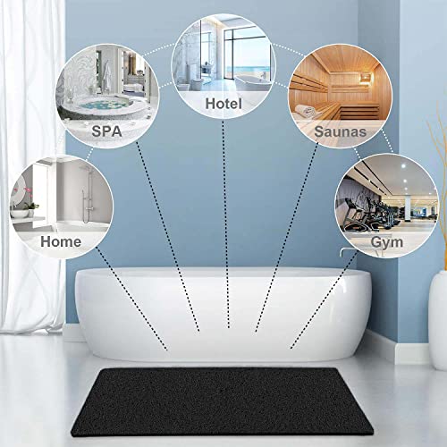godehone Shower Mats Non Slip Without Suction Cups, PVC Loofah Bathroom Mats, Loofah Mats for Shower and Bathroom, Quick Drying, 23.6× 47.2 Inch, Black - color: Black, size: 47.2" x 23.6" (Rectangular)