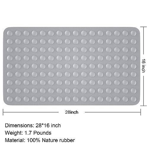 JOYCANO Rubber Bathtub Mat Non Slip, Baby Bath Mat for Tub, Shower Mat Non Slip PVC-Free, Strong Suction and Textured Surface, Non-Toxic, No Chemical Smells, for Kids Elderly Dogs, Grey - color: Grey