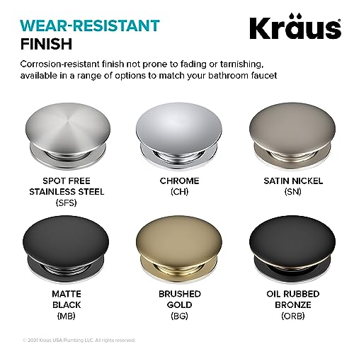 KRAUS Pop-Up Drain in Chrome, PU-10CH - color: Chrome, size: 8 5/8 Inch