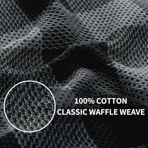 Homaxy 100% Cotton Check 6 Pack Dish Cloths, 12" x 12", Black & Grey | Waffle Weave, Plaid, Super Soft and Absorbent Dish Rags, Quick Drying, Multi-Purpose - color: Black & Grey, size: 12 x 12 - 6 Pack
