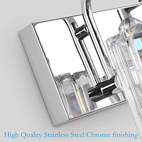 Ralbay Crystal Vanity Light 6 Light 48''Modern Chrome Bathroom Vanity Lighting Over Long Mirror Crystal Bathroom Wall Lighting Fixtures - color: Square-Chrome, size: 48 inch
