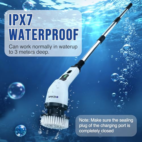 Electric Spin Scrubber Cordless Electric Cleaning Brush with LCD Power Display 9 Replaceable Heads Dual Speed IPX7 Waterproof Electric Scrubber for Cleaning Bathroom Tiles Floor Kitchen & Car
