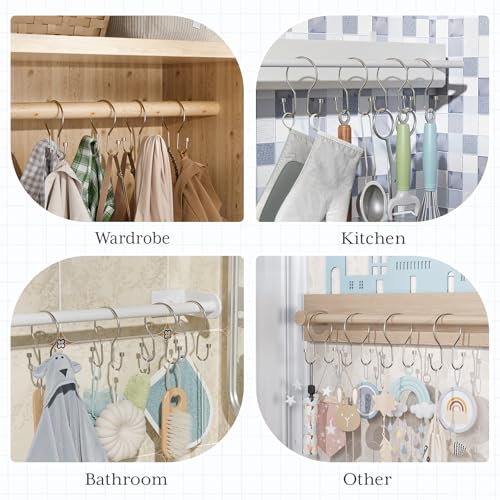 Bathway Shower Curtain Hooks Nickel Shower Curtain Rings with Cylindrical Design, 12Pcs Metal Shower Curtain Hooks Rust Proof, Smooth Glide Double Shower Hooks Rings for Shower Curtain - color: Brushed Nickel, style: Minimalist Shower Hooks with Cylinders