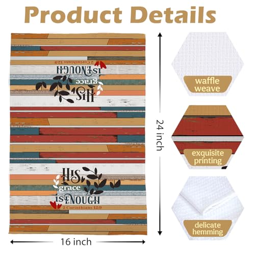Christian Gifts Dish Towels Set - Bible Verse Decorative Waffle Weave Kitchen Towels, Inspirational Christian Gifts Hand Towels, Farmhouse Bible Verse Tea Towels, 16×24 Inches Set of 4 - color: Christian- 09
