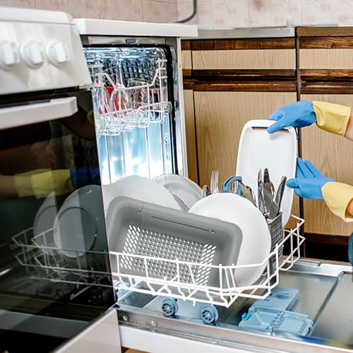 LASSHSWA Collapsible Colander for Kitchen, Over the Sink Strainer Basket for Kitchen, Fruit Pasta Food Strainer Expandable Plastic Colander BPA Free (Gray) - color: Gray