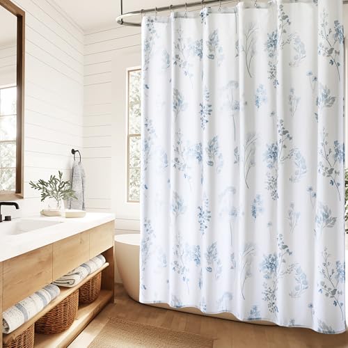 Light Blue Grey Small Stall Shower Curtain,Waterproof Fabirc Dusty Blue and White Grand Millenial Shower Curtains for Bathroom with Hooks 36x72 - color: Grey & Blue, size: 36"W x 72"L (Pack of 1)