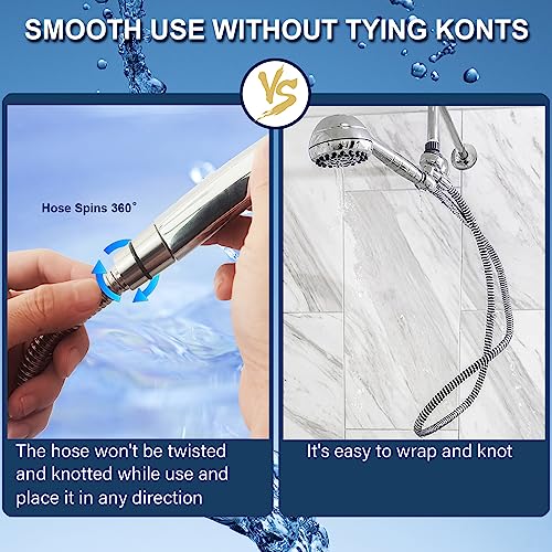 Metal Shower Hose - Extra Long Replacement, Stainless Steel, Universal 1/2" NPT Connection, Silver, 7 Feet, Kit of 1