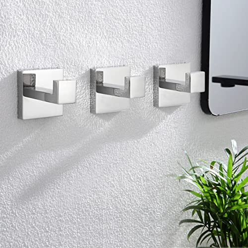 KOKOSIRI Bathoom Towel Hook Wall Mount Square Bath Robe Hook Coat Hook Kitchen Garage Heavy Duty SUS 304 Stainless Steel 3 Pack Polished Chrome B1010CH-P3 - color: Polished Chrome, size: 3 Pack