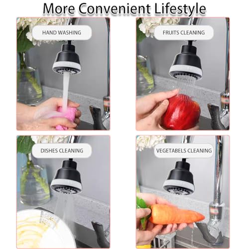 Faucet Aerator Faucet Sprayer Attachment, Kitchen Faucet Head Replacement with 4 Spray Modes, 360° Swivel Faucet Extender Anti-Splash Sink Sprayer Faucet Nozzle Head (Diamond, Black) - color: Black, style: Diamond