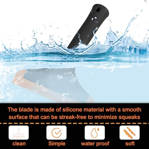 Small Silicone Window Squeegee, Auto Windshield Water Blade Scraper, Multifunctional Auto Squeegee with 5.9 Inch Blade and Non-Slip Handle for Car Window, Home Cleaning (Black, 1PCS) - color: Black