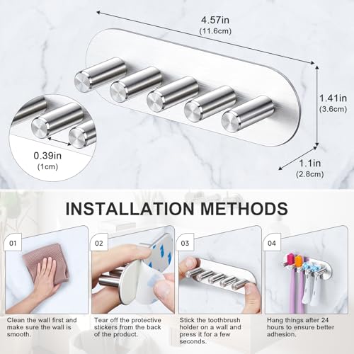 Electric Toothbrush Head Holder, Toothbrush Holders Wall Mounted, Adhesive Tooth Brush Head Holder Organiser, Electric Toothbrushs Holder, Shower Tooth Brushing Holder (Silver, Large) - color: Silver, size: Large