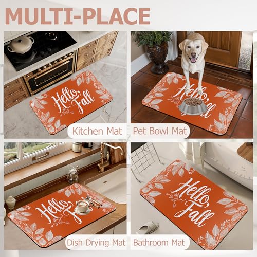 Autumn Themed Bathroom Rugs,Bath Mats for Bathroom,Leaf Low Pile Absorbent Bath Mat,Rubber Backing Non Slip Washable Thin Quick Dry Door Mat 17x29.5 Inch - color: Autumn Themed,leaf
