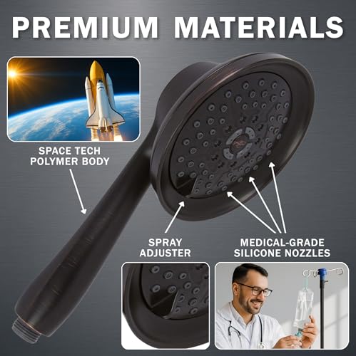 Massage & Mist Hand Shower Kit - 1.8 GPM - Oil-Rubbed Bronze | 6 Function, High Pressure, Adjustable Handheld Showerhead with Hose and Mount, Easy Install for Boosting Low Water Flow - color: Oil Rubbed Bronze, size: 1.8 GPM