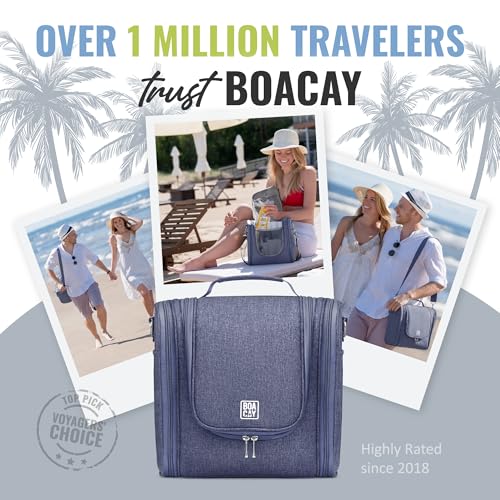 Extra Large Hanging Travel Toiletry Bag for Women and Men, Makeup Bag - color: (X-Large) Violet Blue - Gray Interior