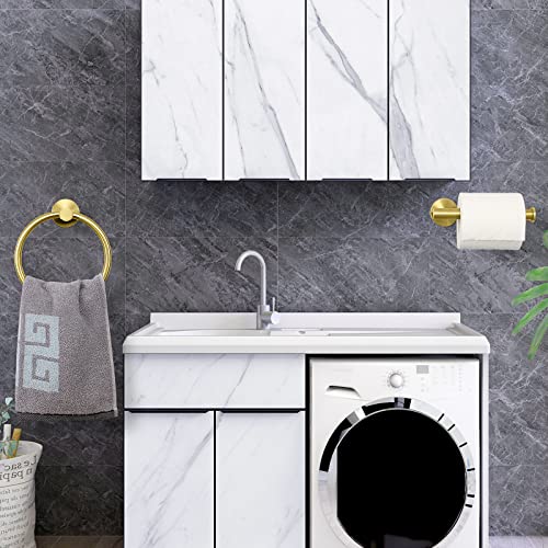 NearMoon 2 Pieces Bathroom Hardware Accessories, Towel Ring and Toilet Paper Holder- Stainless Steel Bath Towel Hanger and Hand Towel Holder, Wall Mounted (Brushed Gold) - color: Brushed Gold