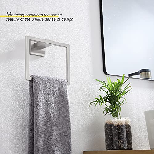 KOKOSIRI Bath Towel Ring Towel Hanger Bathroom Towel Holder Towel Rack Wall Mounted Stainless Steel Contemporary Style, Brushed Steel, B3004BR - color: Brushed Nickel, size: 1 Pack