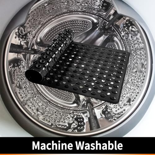 Yimobra Bathtub Shower Mat, Long Non Slip Bath Mats for Tub with Drain Hole and Suction Cups, Soft on Feet, Machine Washable, Easy Dry, 34.5 x 15.5 Inch, Black