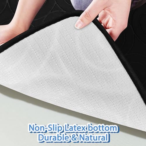 Bathroom Rug Sets 3 Piece, Memory Foam Non Slip Bathroom Rug, Toilet Rugs U Shaped Washable, Soft Absorbent Bath Mats for Bedroom, Kitchen, Black