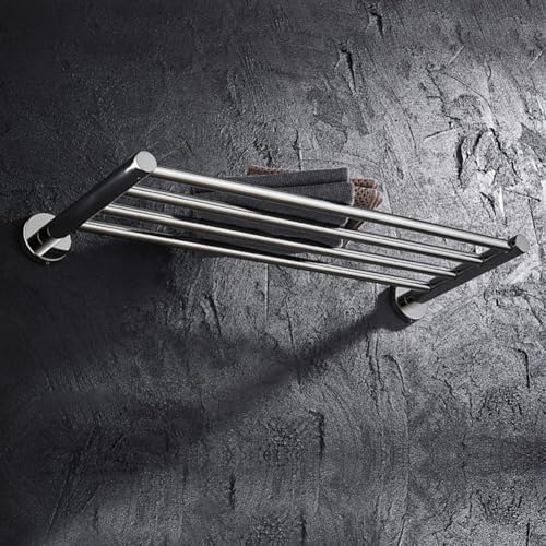 Bathroom Towel Rack, Hotel Style Towel Racks for Bathroom Wall Mounted, Modern Towel Bar Rack 23.6 Inch, 2-Tier Towel Shelves, Chrome - color: Polished Chrome, size: 24 Inches
