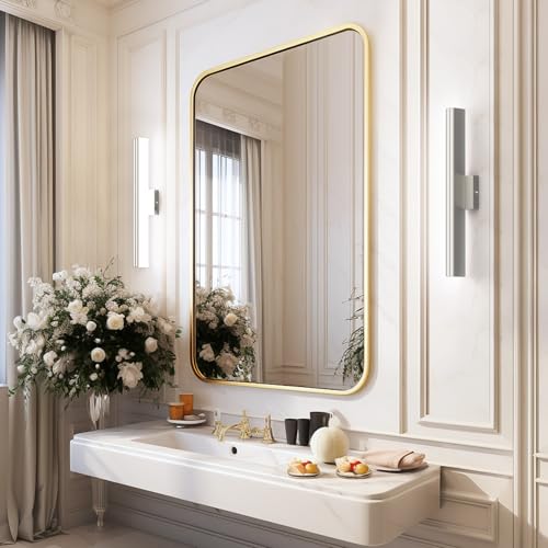 Ralbay 24inch Brushed Nickel Vanity Light with 5 Color Temperature (2700K-6000K) Dimmable Acrylic Metal 24W LED Modern Bathroom Vanity Light Bar - color: Brushed Nickel, size: 24 inch
