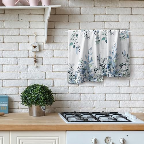Blue Eucalyptus Hand Towels Set of 2 Sage Leaves Soft Absorbent Small Bath Towel Kitchen Dish Guest Towel for Bathroom Hotel Gym Spa - color: Blue Eucalyptus Leaf