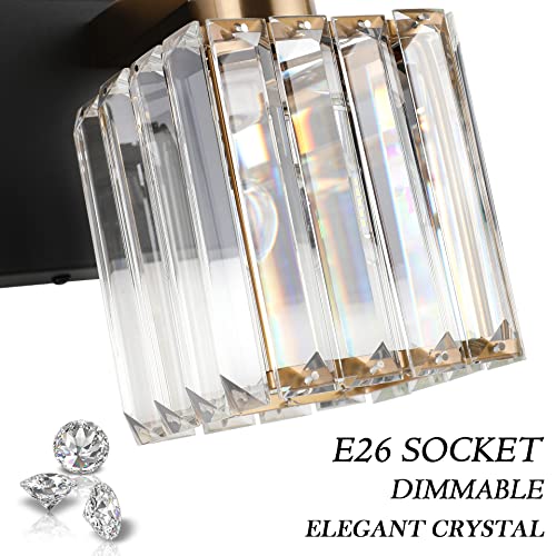 Aipsun Modern Vanity Light Bathroom Lighting Fixtures 5 Light Crystal Bathroom Vanity Light Fixtures (Exclude Bulb) - color: Black Gold, size: 40 inch