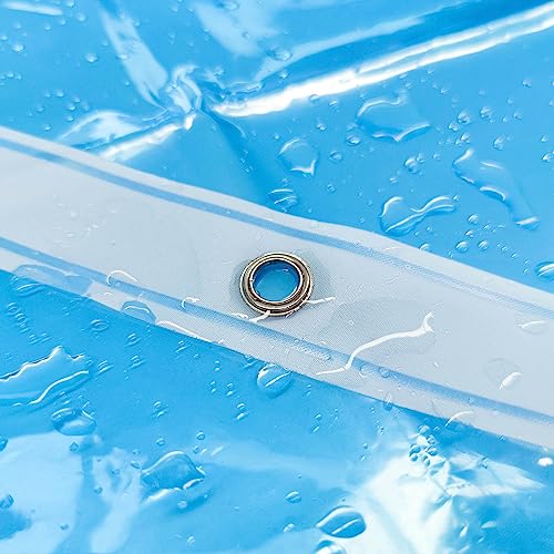 Barossa Design Clear Light Blue Shower Curtain Liner Standard Size | Premium PEVA, PVC Free, Metal Grommets, Waterproof Lightweight Translucent Light Blue Curtain with 3 Magnets for Bathroom - color: Clear Blue, size: 72"W x 72"L (Pack of 1)