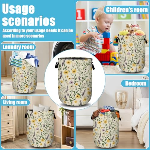 Daisy Lavender and Buttercups Laundry Basket, Laundry Hamper Collapsible Oxford Cloth with Handle Clothes Storage Bin for Bathroom Laundry Room Bedroom 15.7 X 20 Inch - color: Daisy Lavender and Buttercups
