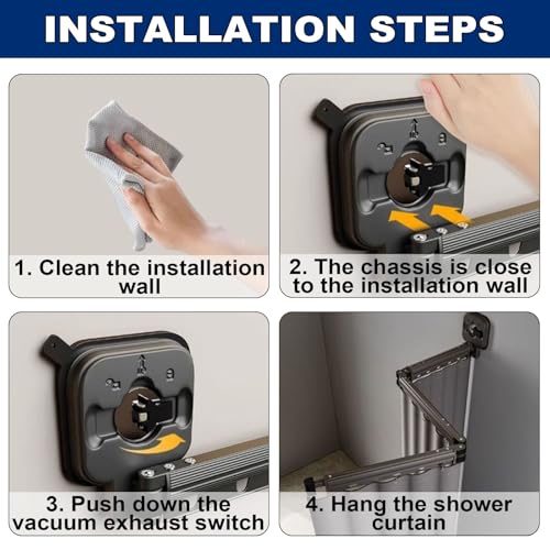 Wall Mounted Folding Shower Curtain, Adjustable Linen Shower Curtain with Suction Cup, Extendable Shower Curtain Rod for Bathroom Bathtub and Clothing Store(4-Folds) - size: 4-Folds