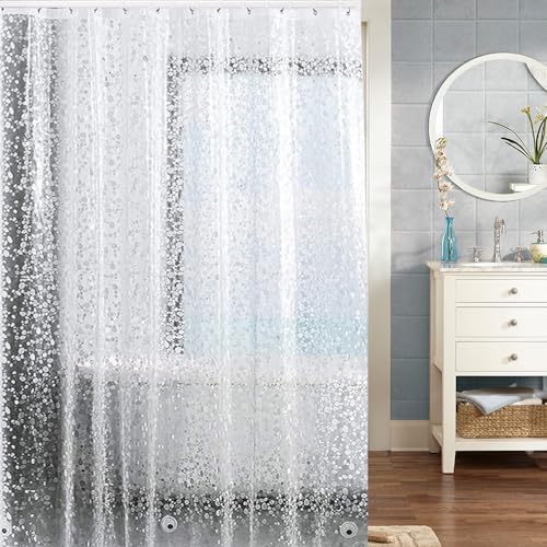 Plastic Shower Liner - Premium EVA 4G Shower Curtain Liner with Rustproof Grommets and 3 Weighted Magnets, Waterproof Shower Curtains for Bathroom (Cobblestone) - color: Cobblestone, size: 71"W x 71"L (Pack of 1)