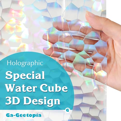 Holographic Thin 3D EVA Shower Curtain Liner Water Cube, 72x72 Premium Light Weight Clear Plastic Bathroom Shower Curtain with Rustproof Metal Grommets for Shower Stall, Bathtubs(No Hooks) - color: Holographic, size: 72"W x 72"L (Pack of 1)