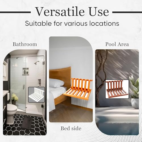 The folding stool is made of beech wood and can withstand 400 pounds. The surface is coated with white paint and polished. Used for changing shoes, showering, folding bedside table (white paint) - size: White Paint