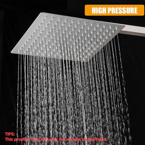 10" Rain Shower Head High Pressure Rainfall Shower Head Brushed Nickel | Square Rain Bathroom Showerhead, High Flow, Large Stainless Steel, Ceiling Mounted, Wall Mounted, Waterfall Full Body - color: Brushed Nickel, size: 10 Inch