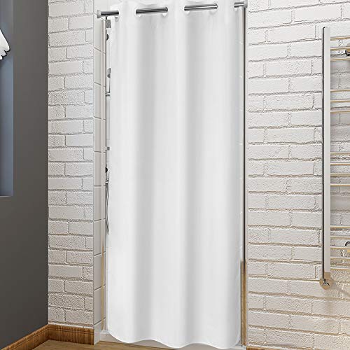 River Dream No Hook Stall Fabric Shower Curtain 48" Wide - Soft Microfiber Shower Stall Curtain Hotel Grade, Waterproof & Machine Washable, White, 48x74 - color: White, size: 48"W x 74"L (Pack of 1)