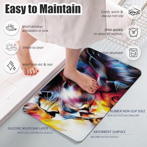 Bathroom Runner Mat Rugs Long,Golden Cool Lion King Lovely Design Diatomite Stone Bath Mat Large Absorbent Diatomaceous Earth Mat Non Slip Fast Dry Shower Mat Bathroom Rugs Floor Mat 16x42in - color: Design01