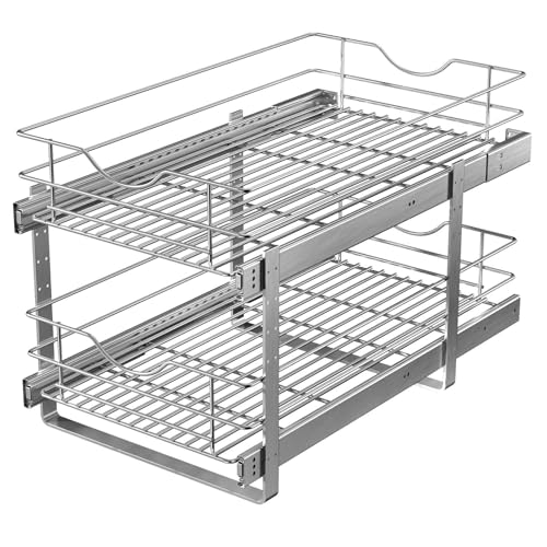 2 Tier Pull Out Cabinet Organizer,(8½"W x 22" D) Soft Close Slide Out Drawer For Kitchen Base Cabinet, Individual Pull Out Shelf, Roll Out Pantry Organization, 22 Inch Deep - size: 2 Tier(8½"W x 22"D)