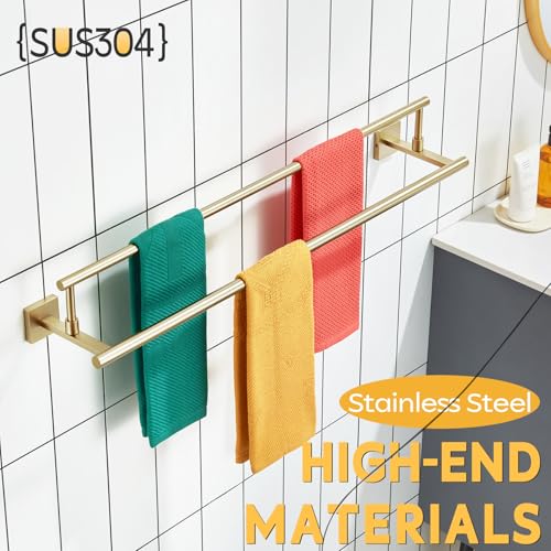 KOKOSIRI Bath Towel Bars 32-Inch Double Towel Rails Overlength Bathroom Racks for Cabinet Kitchen Brushed Gold Stainless Steel B5009BG-L32 - color: Brushed Gold, size: 32-Inch