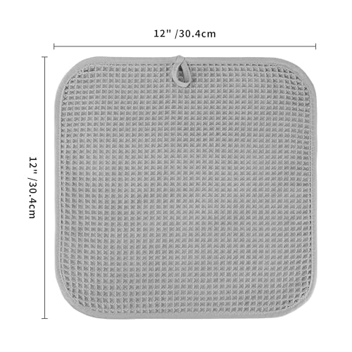Microfiber Waffle Face Towels, 4 Pieces, Soft, Absorbent, Fast Drying, Lint Free 430 GSM (Silver) - color: Silver