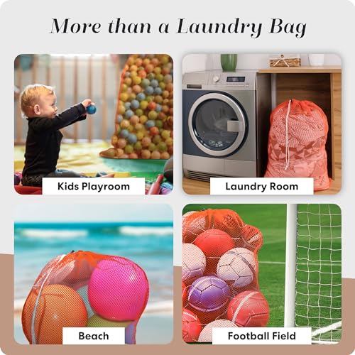 Handy Laundry Mesh XL Laundry Bag - Durable, Machine Washable with Secure Drawstring Closure - Perfect for College Dorms, Laundromats, Apartments (Orange, Large 24" x 36") | XL 24x36 Mesh Laundry Bag, Secure Drawstring, Heavy Duty, Machine Washable, for D