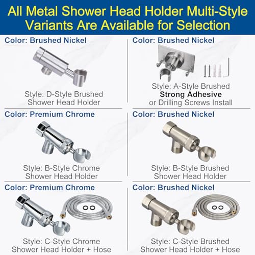 All Metal Shower Head Holder - Adjustable Showerhead Holder for Handheld | Solid Brass Shower arm Bracket, Hand held Shower Arm Mount, Premium Chrome - style: B-Style Chrome