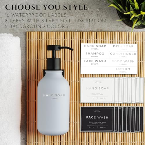 Shower Shampoo Dispenser Wall Mounted – Refillable 16.9 oz White Bottle with Stainless Steel Pump & No-Drill Adhesive Holder – Soap Dispenser for Bathroom (1 X White/Black) - color: 1 X White/Black